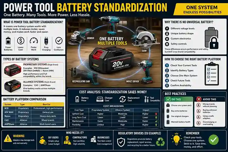 Power Tool Battery Standardization All Tool Brands, One Battery