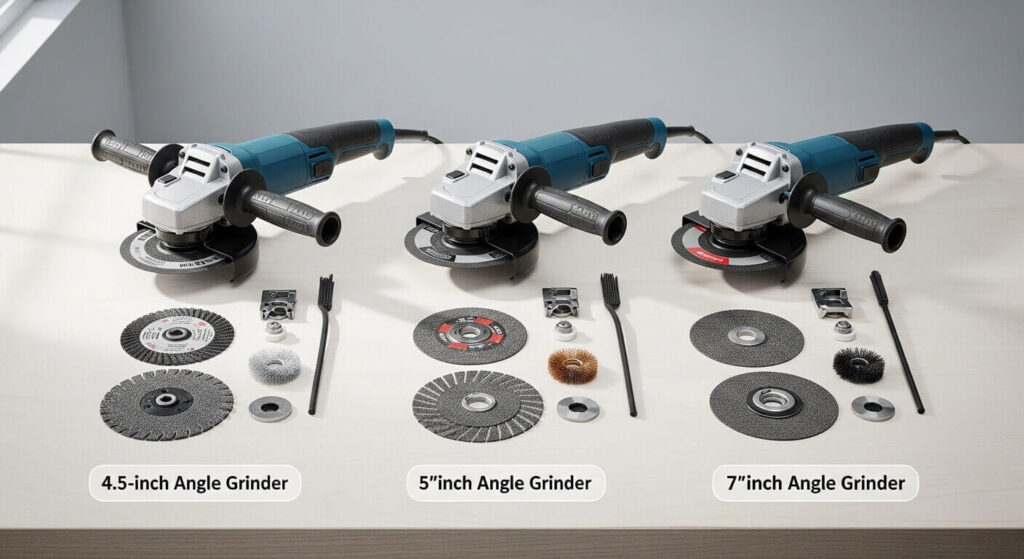 best angle grinder sizes comparison 4.5 inch 5 inch and 7 inch tools