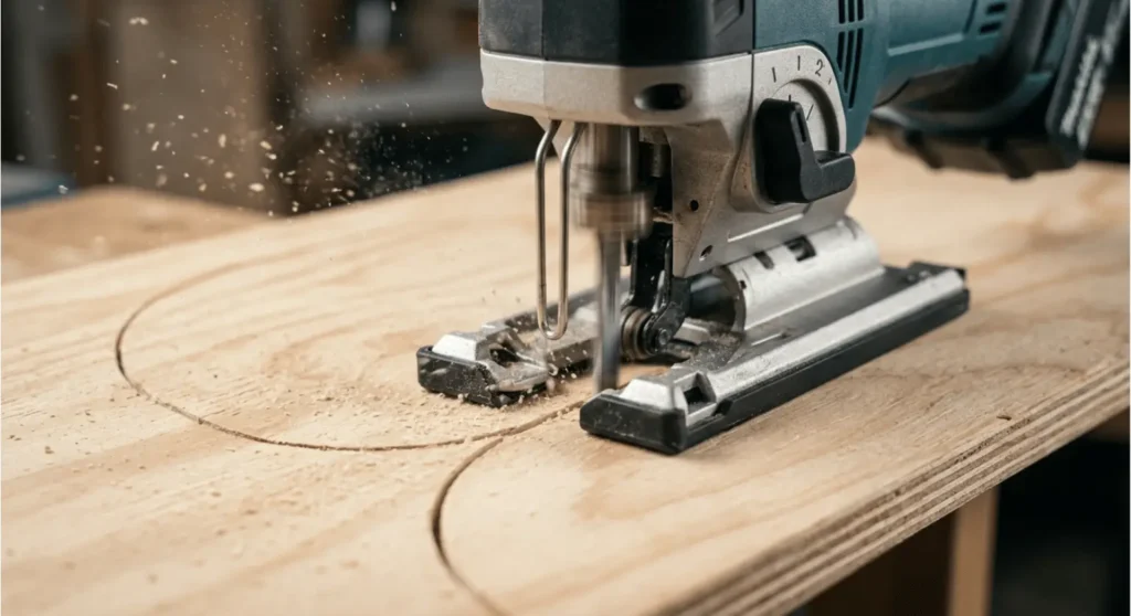 A jig saw is used for woodworking